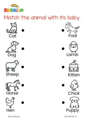 Match the animal with its baby worksheet