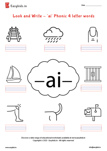 Look and Write ai Phonic 4 letter words