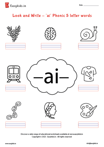 Look and Write ai Phonic 5 letter words