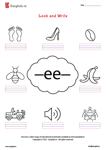 Look and Write ee Phonic 4 letter words