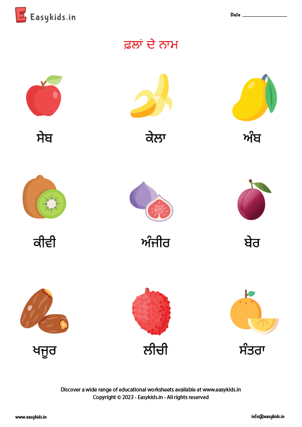 Fruits name Punjabi - EasyKids.in