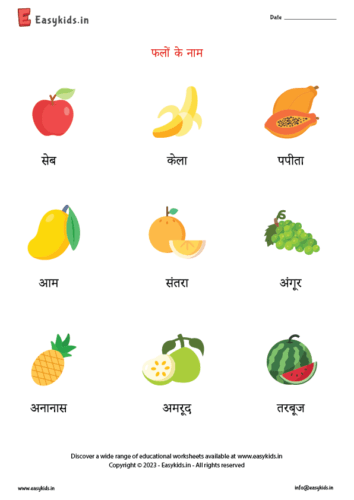 Fruits name hindi 1