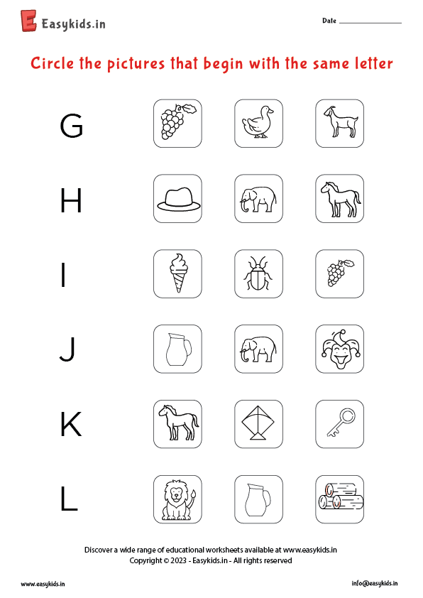 Nursery English Worksheets EasyKids in