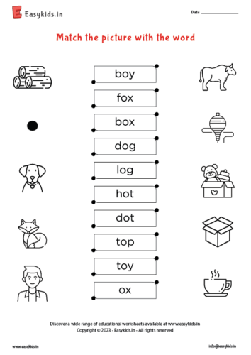 Look and Match – CVC Worksheet with vowel ‘o