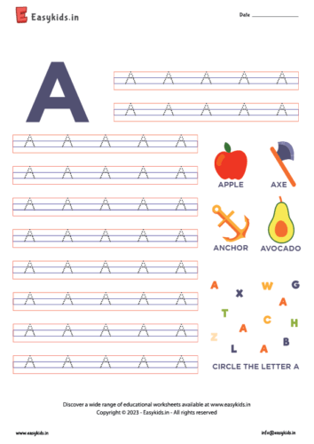 Alphabet A worksheet – Capital