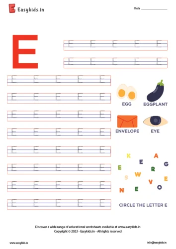 alphabet e worksheet - capital