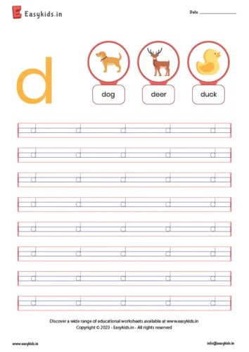 alphabet worksheets - trace d letter