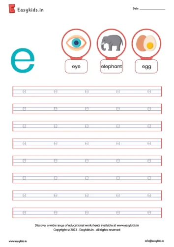 alphabet worksheets - trace e letter