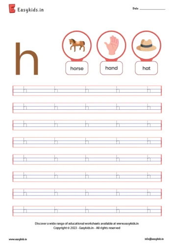 alphabet worksheets - trace h letter