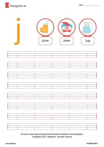 alphabet worksheets - trace j letter