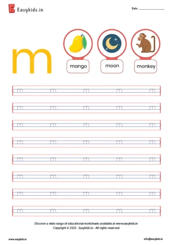 alphabet worksheets - trace m letter