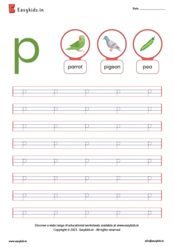 alphabet worksheets - trace p letter