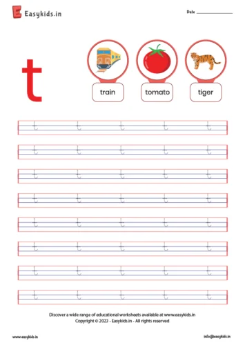 alphabet worksheets - trace t letter