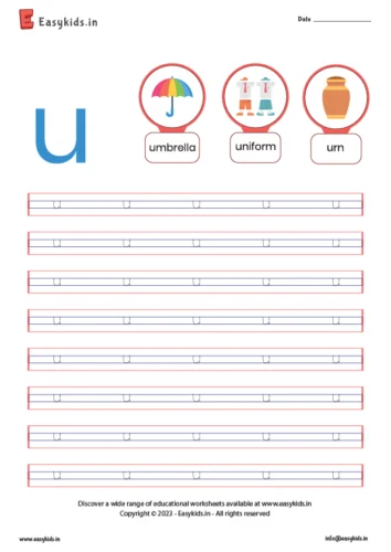 alphabet worksheets - trace u letter