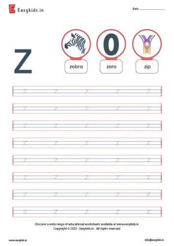 alphabet worksheets - trace z letter