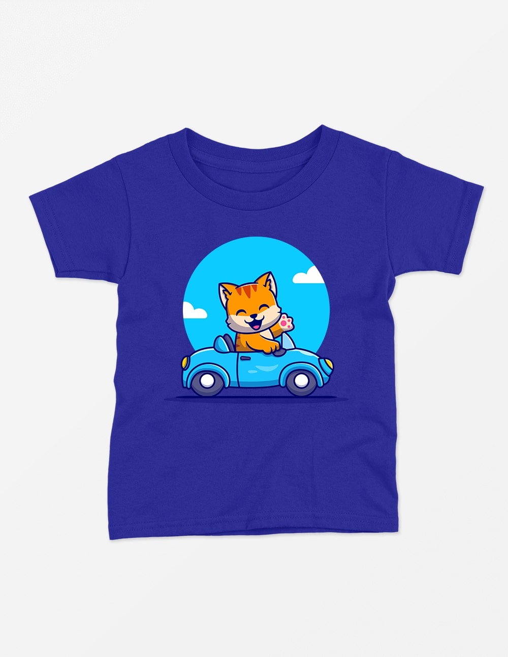 Cute cat driving car royal blue Tshirt