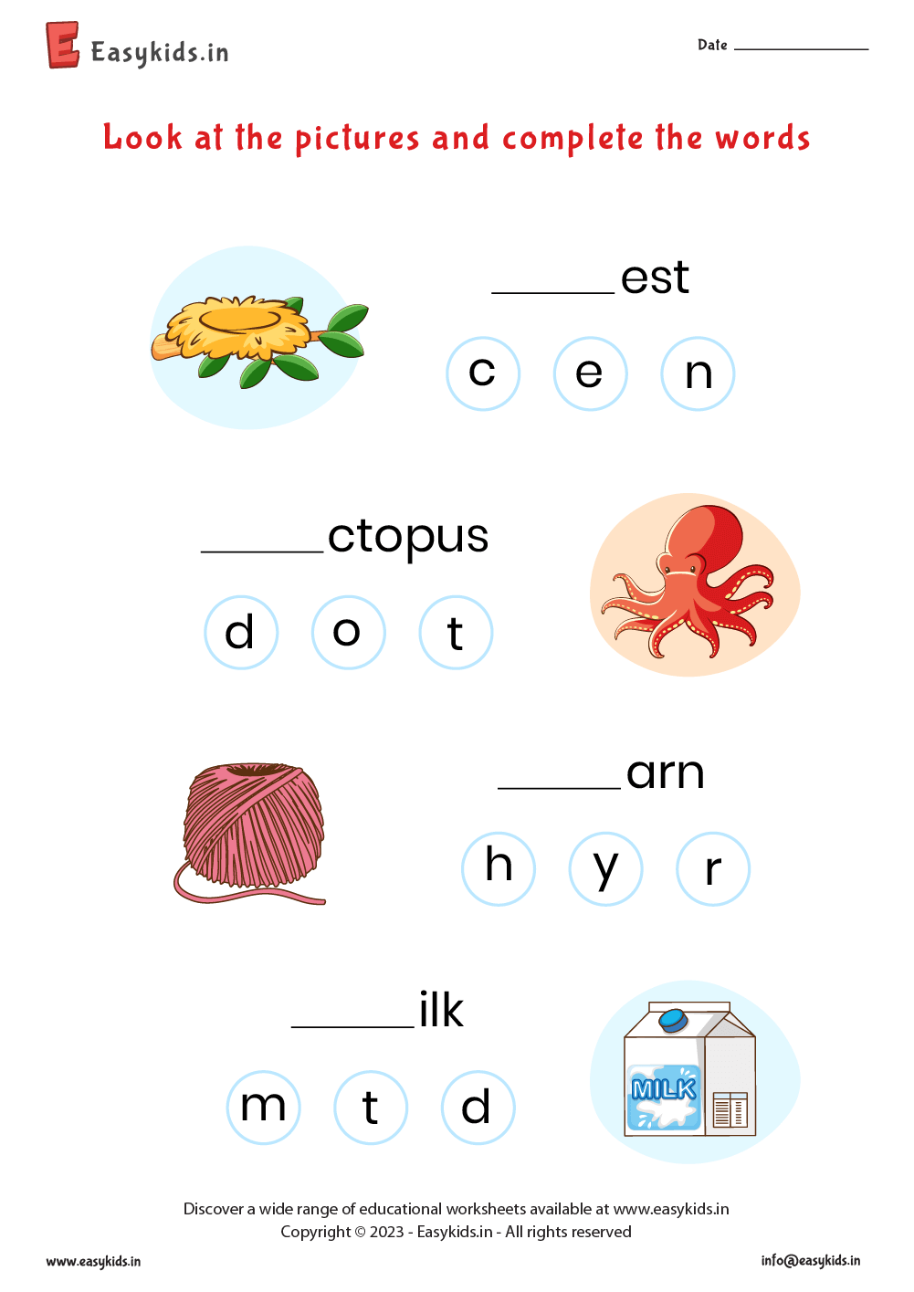 Look at the pictures and complete the words