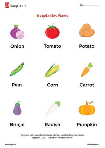Vegetables name in english