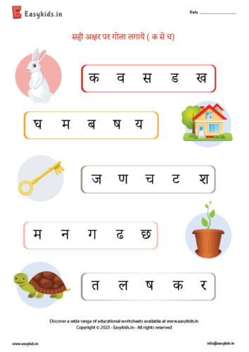 Circle the correct Letter – Hindi Vyanjan (क – च)