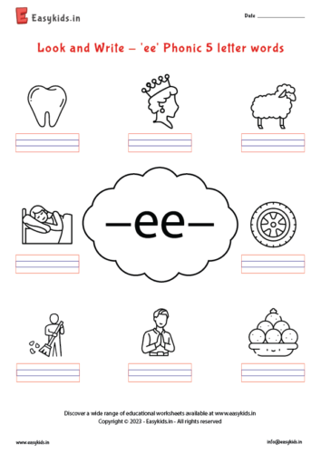 ee sound words -Look and Write - 'ee' Phonic 5 letter words