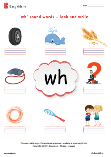 wh sound words - look and write