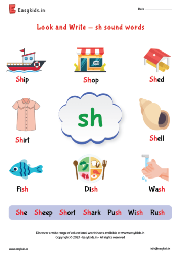 sh words - reading worksheet