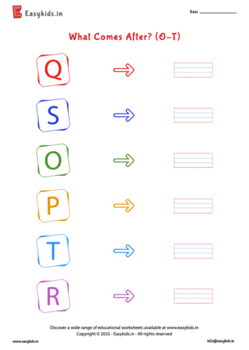 What comes After English worksheet (O – T)