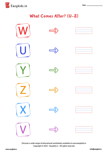 What comes After worksheet (U – Z)