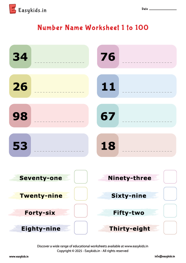 number name worksheet 1 to 100