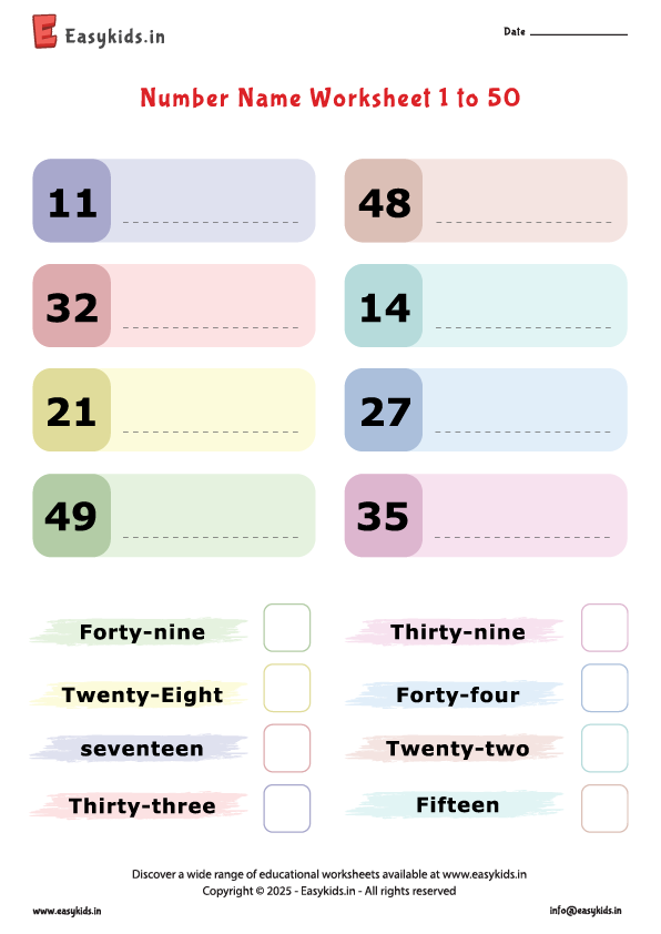 number name worksheet 1 to 50