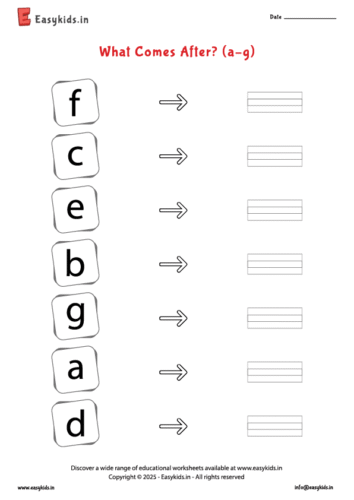 what comes after a to f worksheet