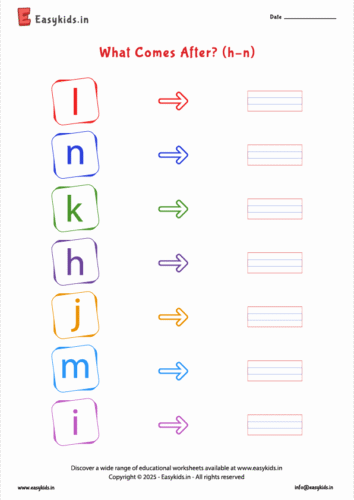 what comes after alphabet worksheets (h – n)