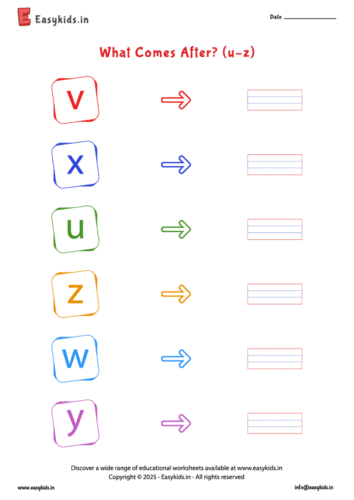 what comes after alphabet worksheets (u – z)