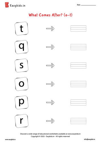 what comes after o to t worksheet