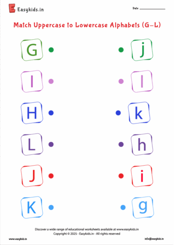 Match Capital and Small Letters Worksheet g to l