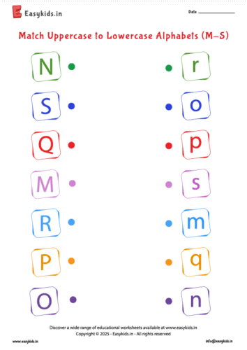 Match Capital and Small Letters Worksheet m to s
