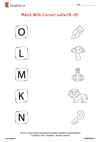 Match capital alphabet with picture K to O