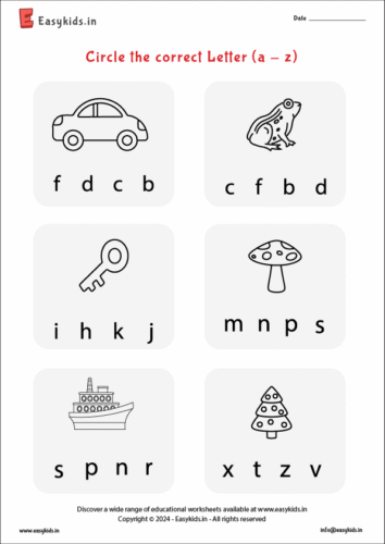 circle the letter worksheet a – z