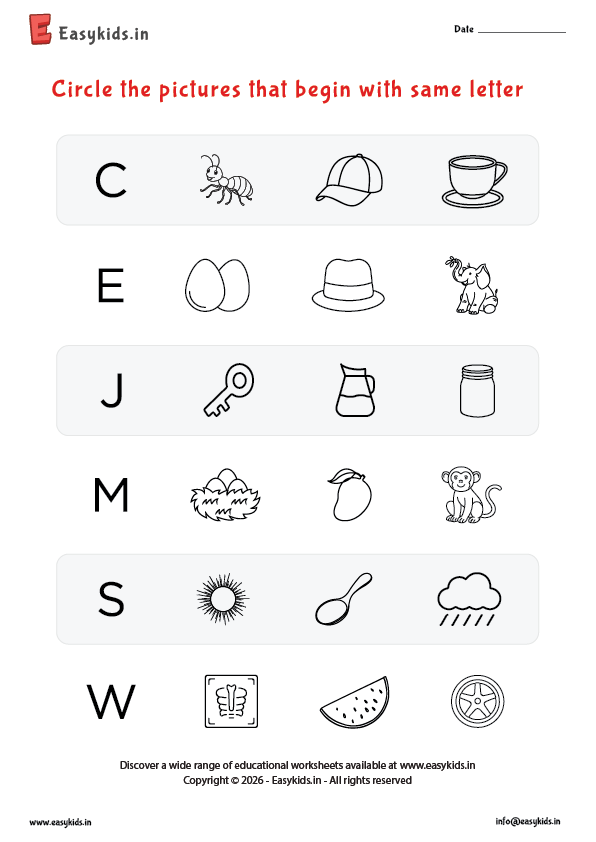 Circle the two pictures that begin with the capital Letter A - Z