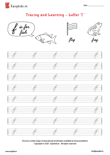 Letter tracing worksheets – cursive f