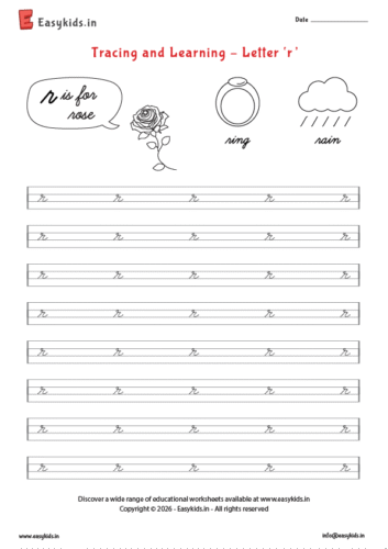 Letter tracing worksheets - cursive r