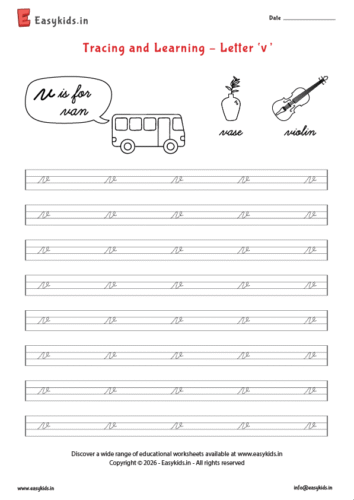 Letter tracing worksheets - cursive v