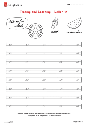 Letter tracing worksheets - cursive w