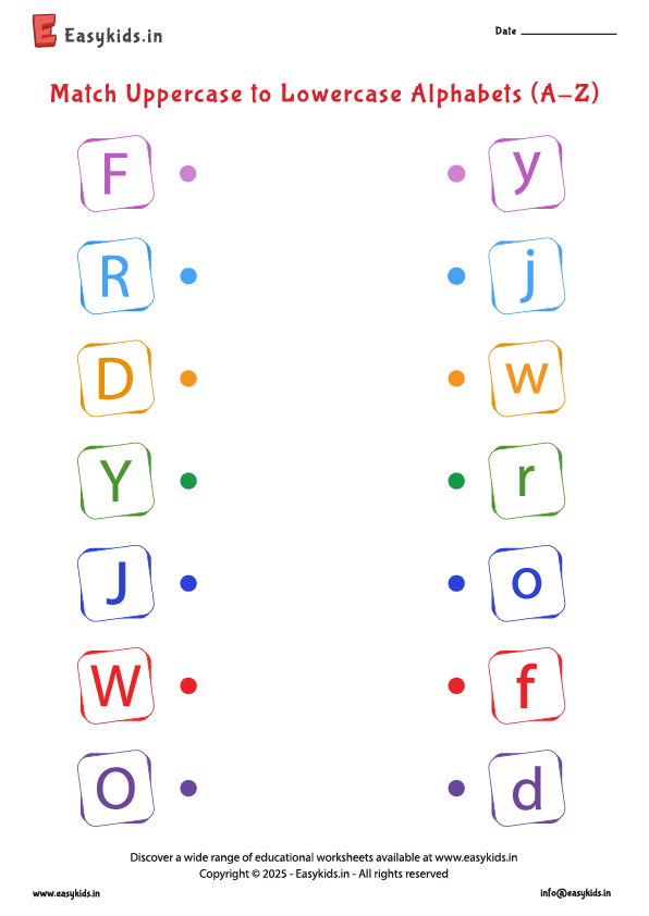 Match Capital and Small Letters Worksheet a - z