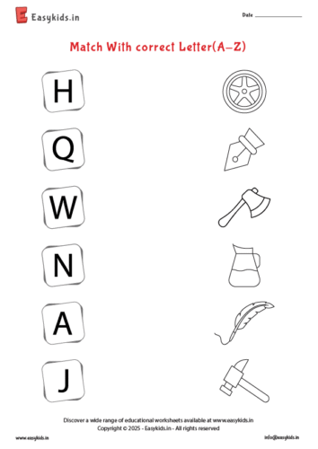Match capital alphabet with picture A to Z