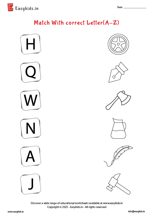 Match capital alphabet with picture A to Z