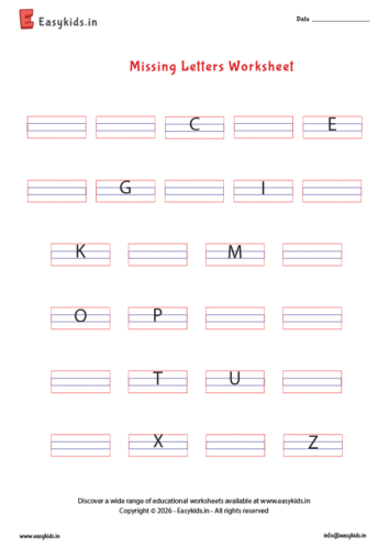Fill in missing letter worksheet