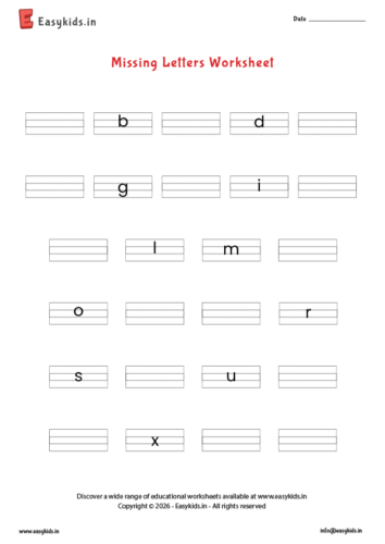 Missing letters worksheet