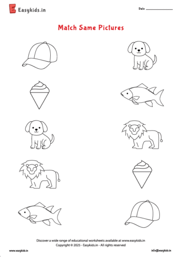 Kindergarten Matching Worksheet – Same picture