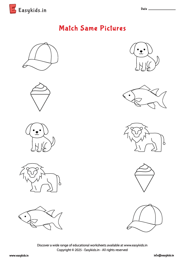 Kindergarten Matching Worksheet – Same picture